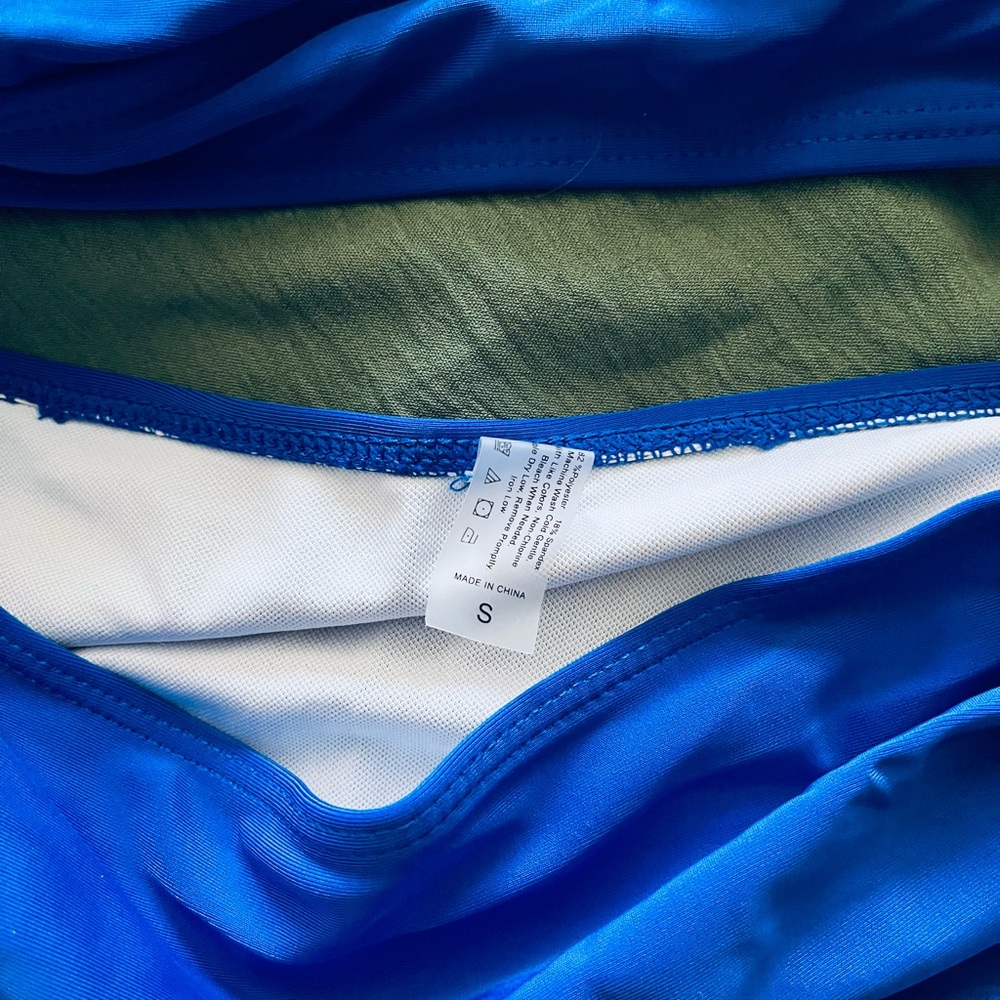 Vibrant Blue Ruffled & Ruched Maternity Bikini Set - Picture 3 of 6